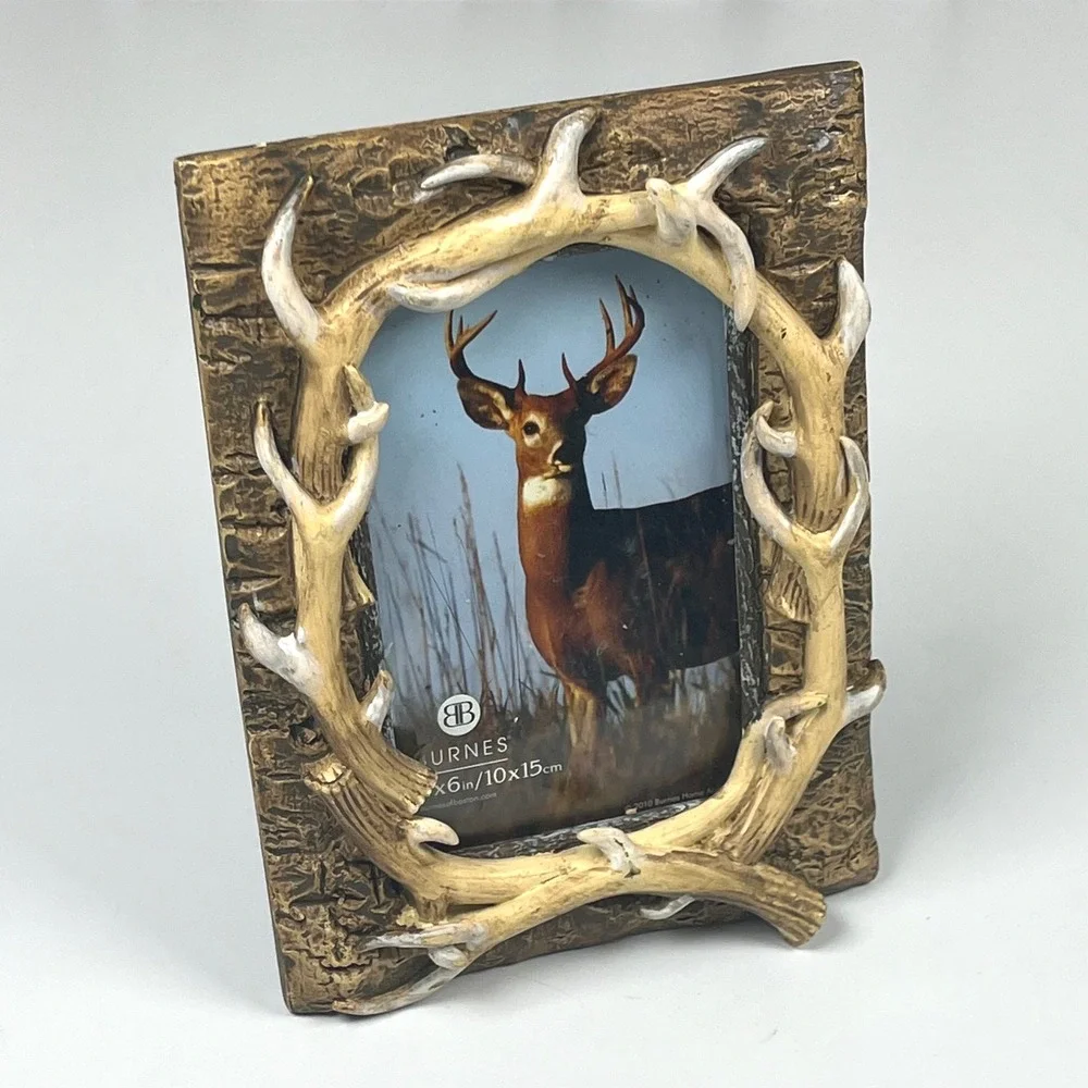 Burnes of Boston Faux Antler Rustic 4x6 Picture Frame Cabin Lodge Decor Brown